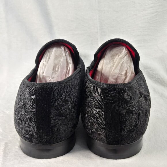 La Milano Broderick Black Velvet Slip On Men's Dress Loafers Size 12 W/ Duster - Picture 3 of 12